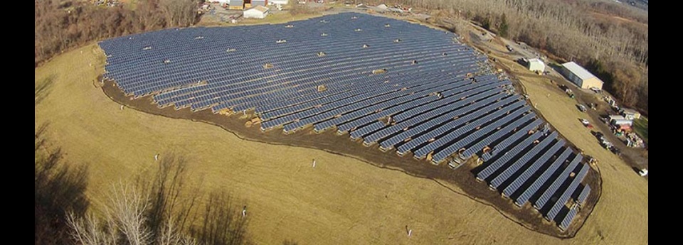 Arial view of solar farm.