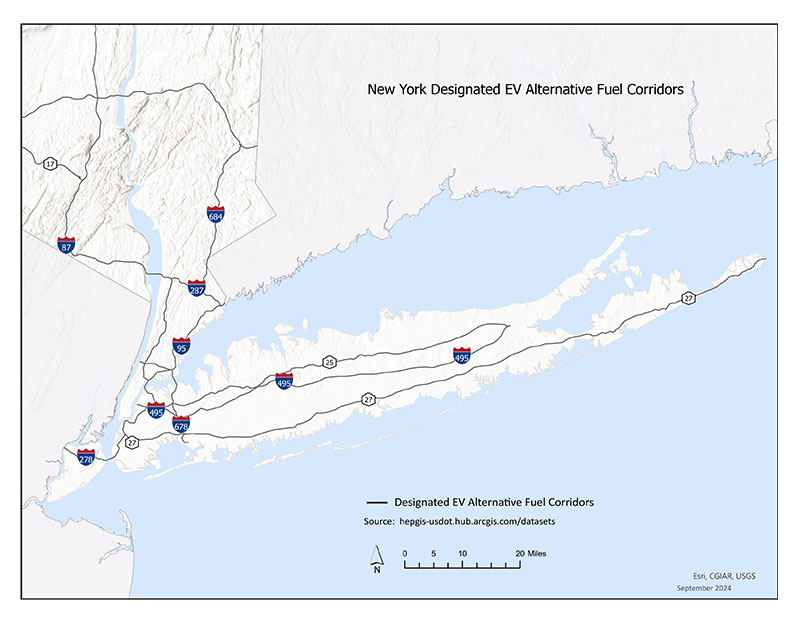 New York City designated electric vehicle corridors