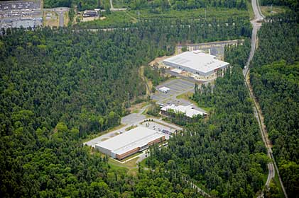 Aerial view of three STEP buildings