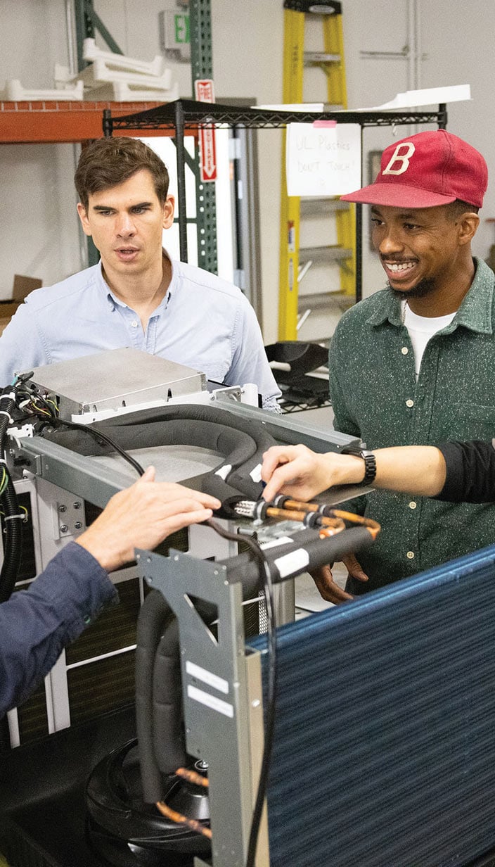 factory workers in discussion