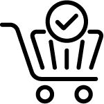 icon grocery cart with checkmark