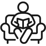 man sitting on couch icon