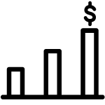 bar chart showing increasing value icon