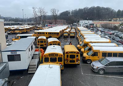 electric school bus storage lot