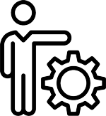 figure over a gear icon