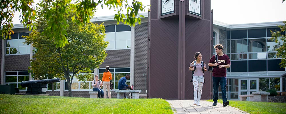 people walking on campus