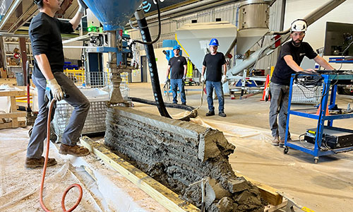 Inside a manufacturing facility.