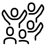 icon of figures with hands in the air