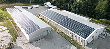 commercial building with solar panels
