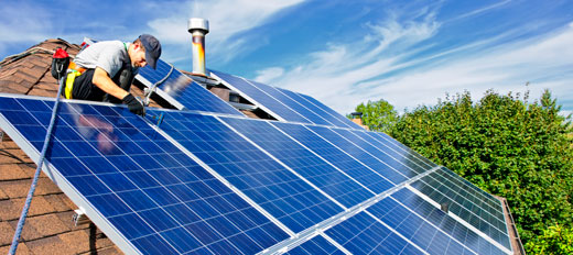 contractor installing solar panels