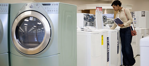 woman shopping of a washing machine
