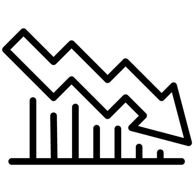arrow pointing downward on chart icon