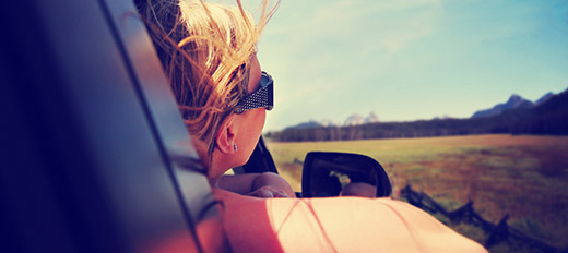 woman in car window