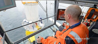 Crane operator on offshore wind turbine