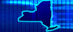 New York State map superimposed on data
